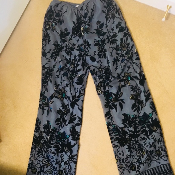 David Warren Pants - Velour detail dress pants